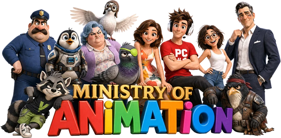 Ministry of Animation cast of characters and logo